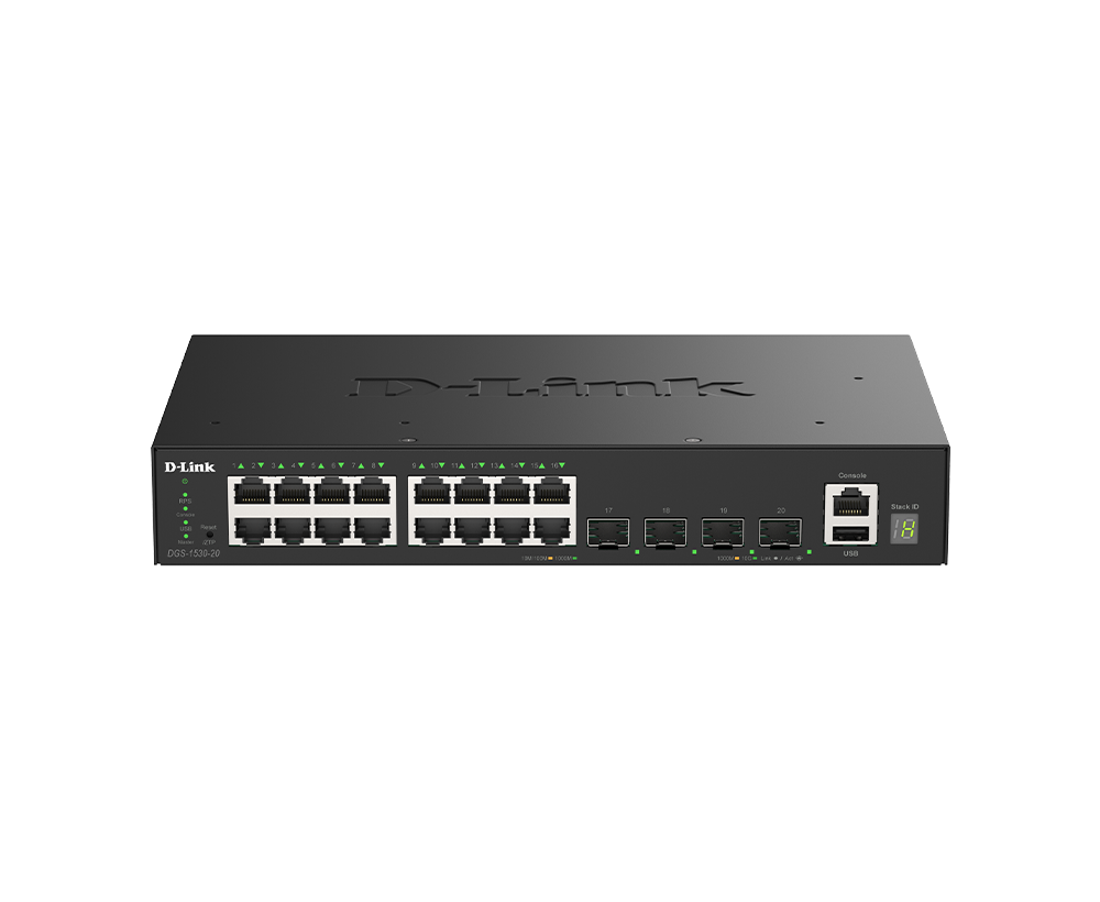 DGS-1530-20 - D-Link 16-Port Gigabit Stackable Smart Managed Switch