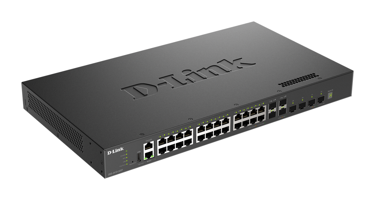 DXS-3410-32XY - D-Link 24-Port 10G Multi-Gigabit 4-Port 10G SFP+ 4-Port 25G SFP28 Layer 3 Switch