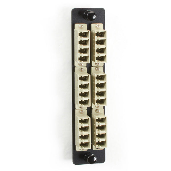 HIGH-DENSITY MULTIMODE FIBER ADAPTER PANEL - CERAMIC SLEEVE, (12) LC DUPLEX, BEI