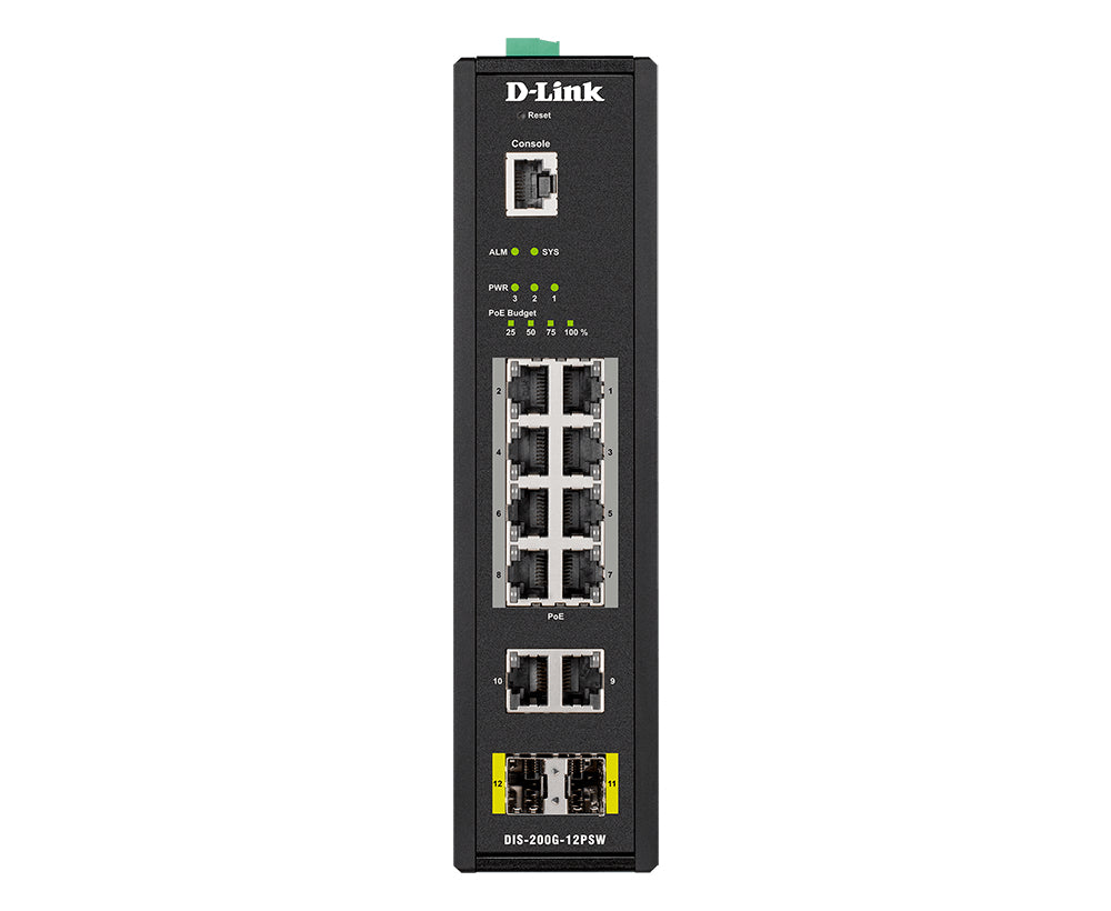 D-Link DIS-200G-12PSW network switch Managed L2 Gigabit Ethernet (10/100/1000) Power over Ethernet (PoE) Black