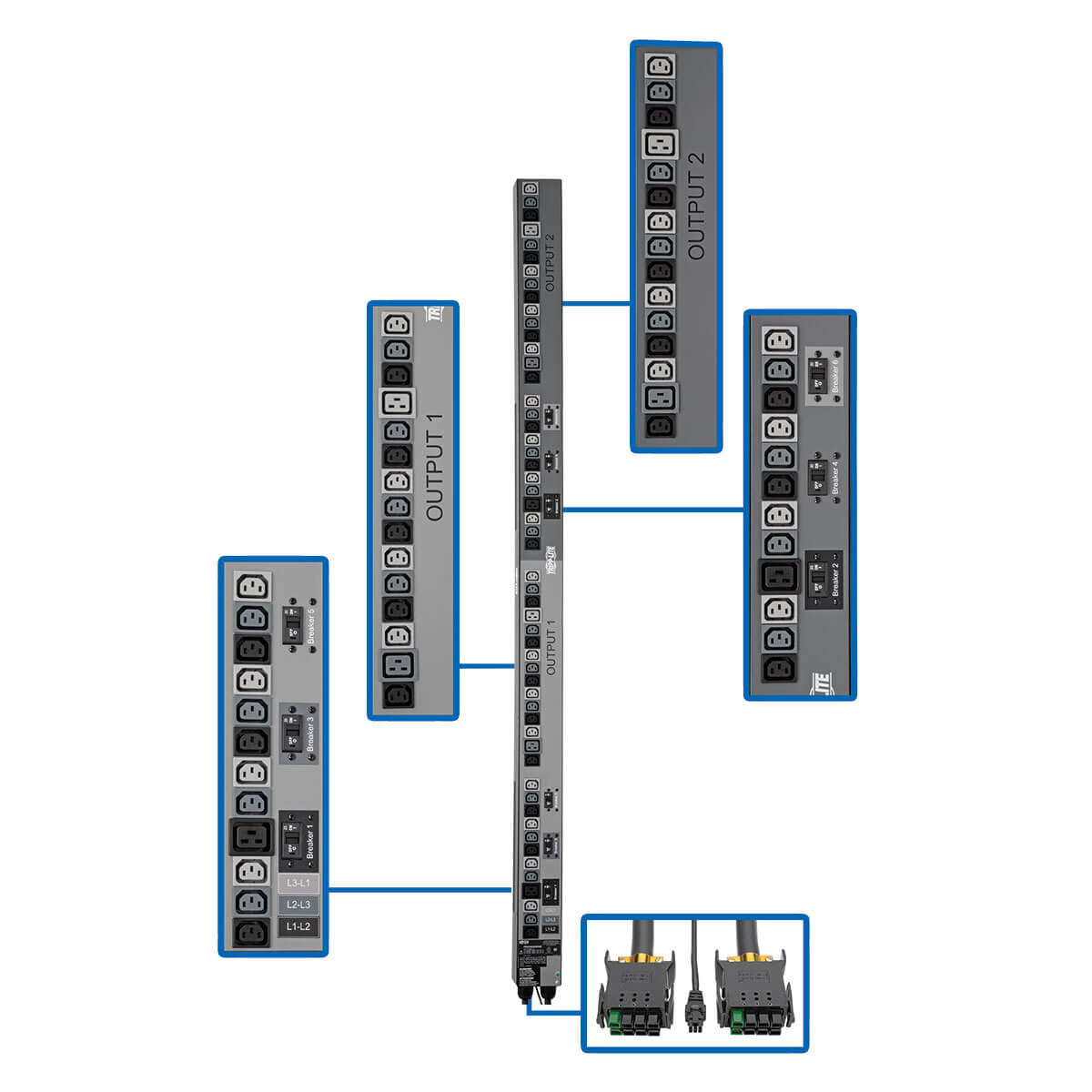 17.3KW 3PHASE VERTICAL PDU STRIP, 208V OUTLETS (48 C13 / 6 C19), 0U RACKMOUNT, A