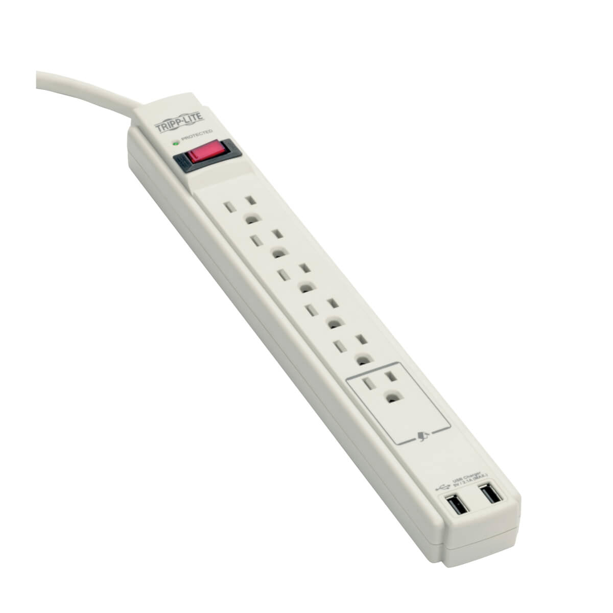 TLP606USB - Tripp Lite SURGE PROTECTOR POWER STRIP 120V USB 6 OUTLET 6FEET CORD 990 JOULE