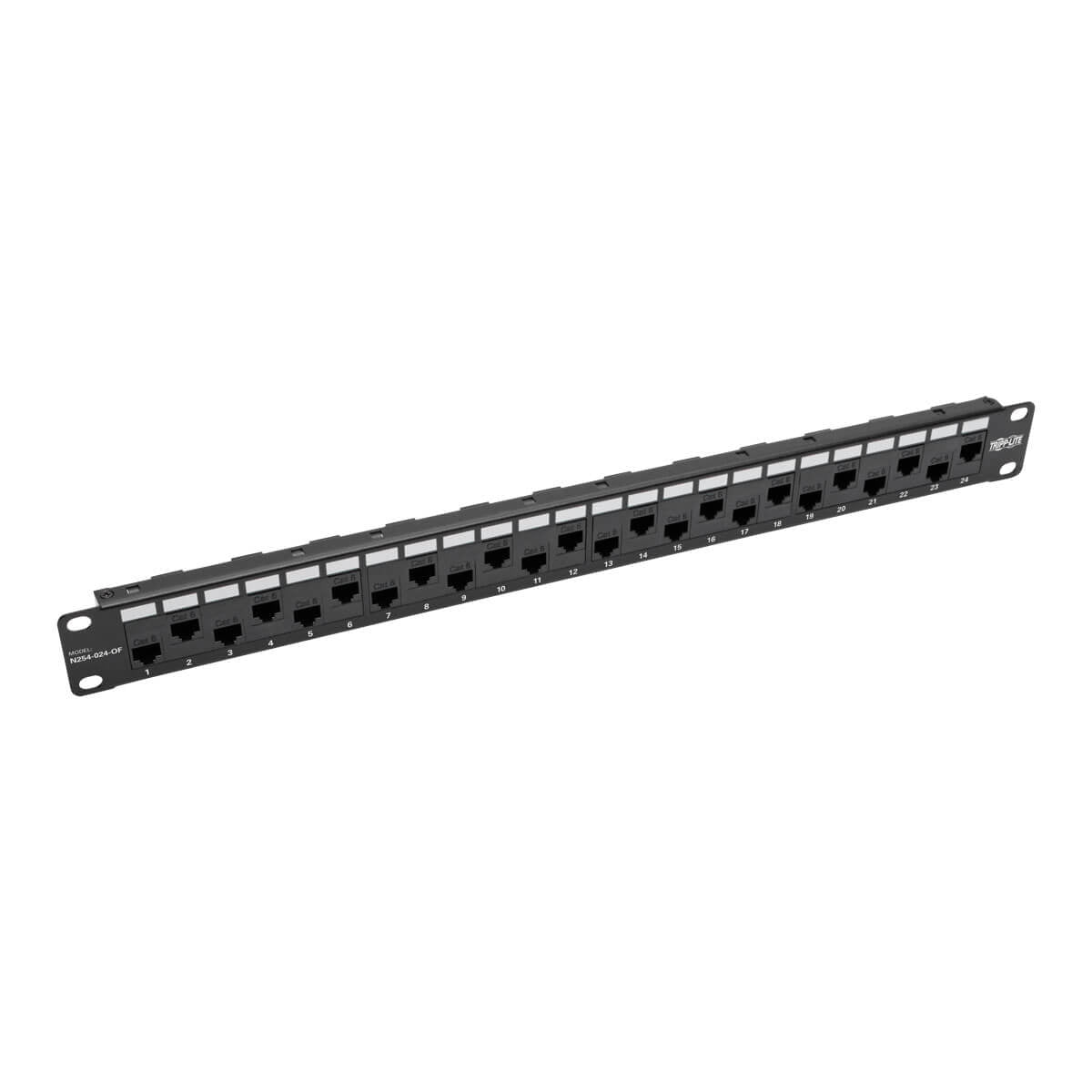 24-PORT 1U RACK-MOUNT CAT5E/6 OFFSET FEED-THROUGH PATCH PANEL WITH CABLE MANAGEM