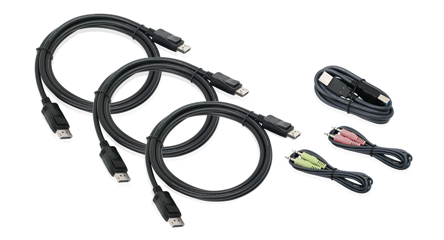 G2L9302U - iogear TRIPLE VIEW DISPLAYPORT CABLE SET WITH USB AND AUDIO