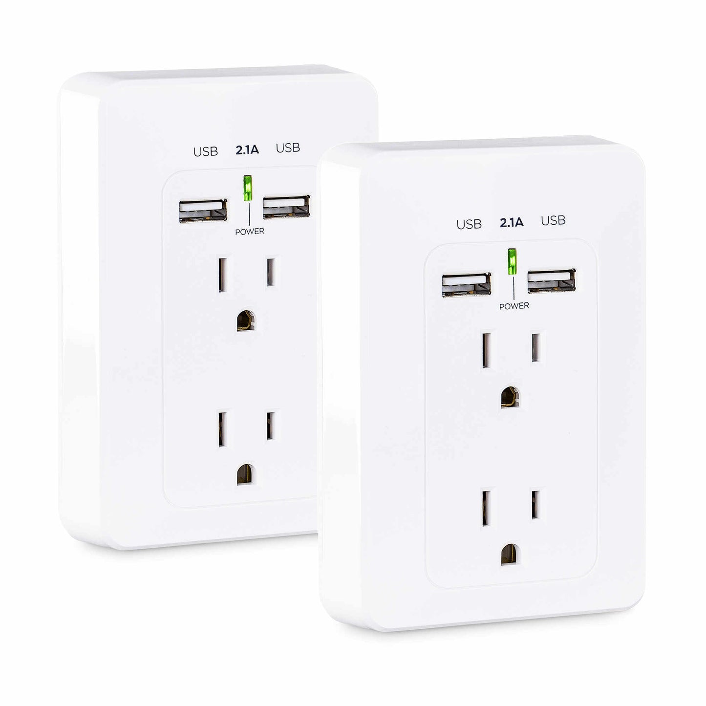 MP18HO007 - Cyberpower 2-PACK 2-OUTLET WALL-TAP WITH 2 USB CHARGING PORTS 2.1A (SHARED) WHITE