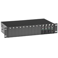 MEDIA CONVERTER CHASSIS - 14-SLOT, 2U, RACKMOUNT, DUAL POWER SUPPLY