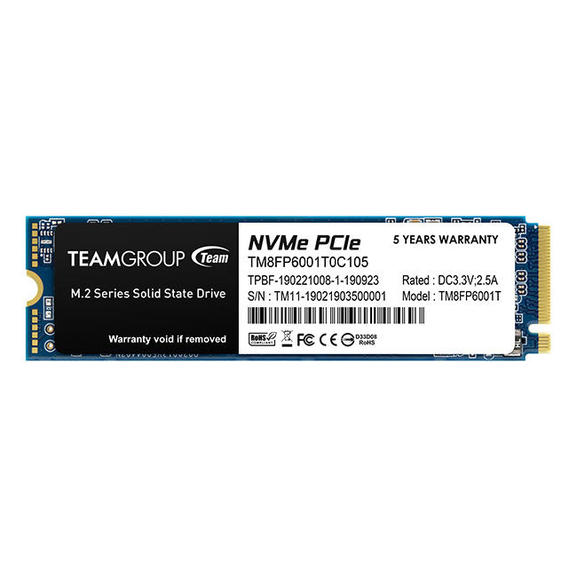 TM8FP6001T0C101 - Team Group MP33 M.2 2280 1TB PCIE 3.0 X4 WITH NVME 1.3 3D NAND INTERNAL SOLID STATE DRIVE