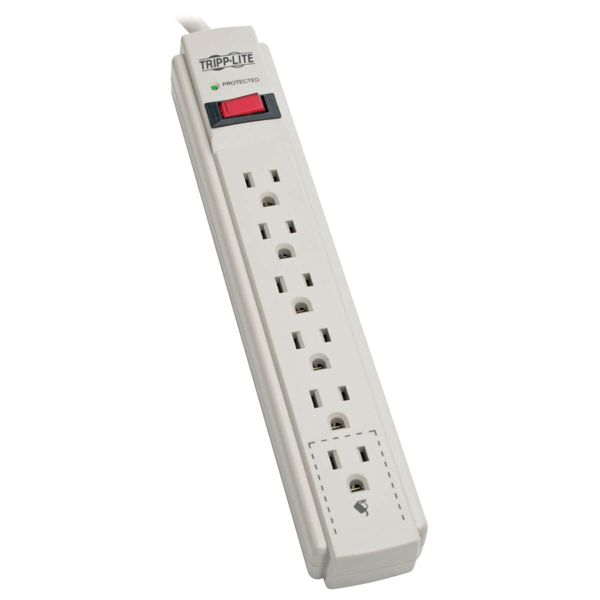 TLP608 - Tripp Lite SURGE PROTECTOR POWER STRIP 120V 6 OUTLET 8FEET CORD 990 JOULE FLAT PLUG