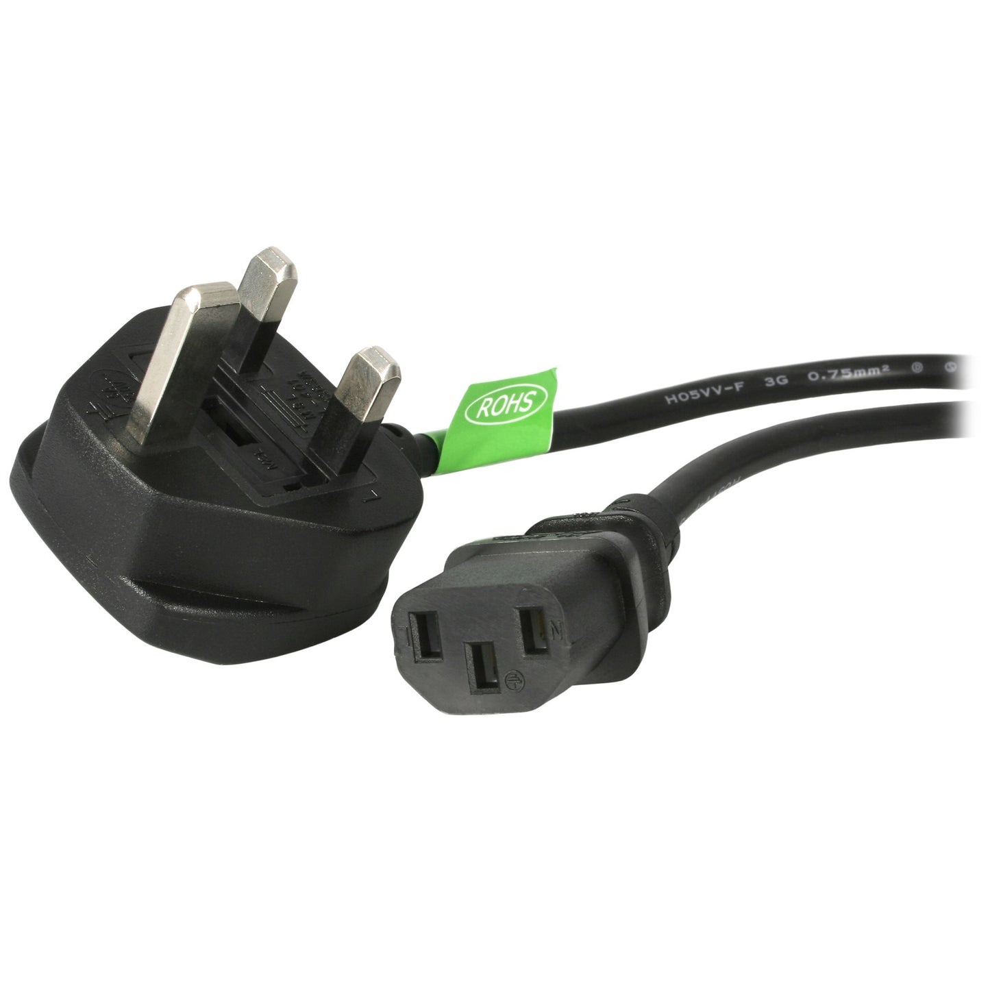PXT101UK - StarTech.com 6FT/1.8M 18AWG (0.75MM2) UK COMPUTER/MONITOR POWER CABLE AC POWER CORD W/ BS 136
