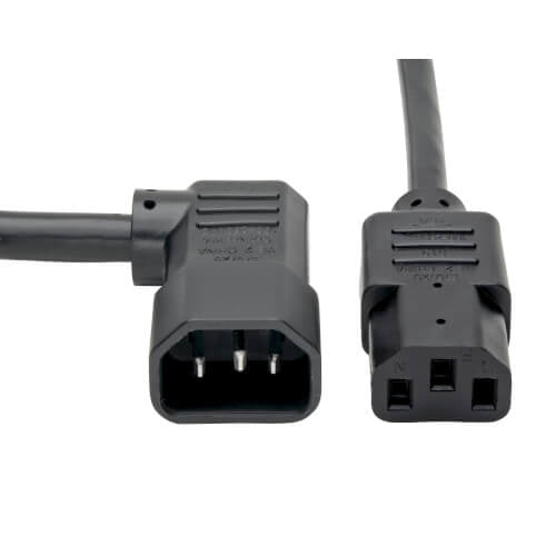 P005-006-14RA - Tripp Lite 6FT POWER CORD EXTENSION CABLE RIGHT ANGLE C14 TO C13 HEAVY DUTY 15A 14AWG