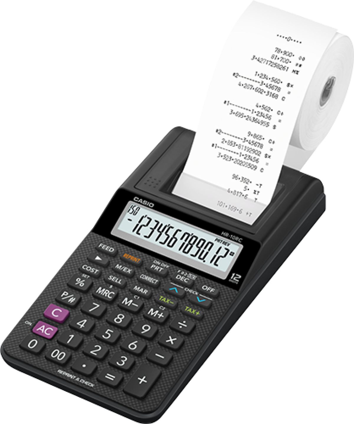 HR-10RC - Casio Handheld Portable Printing Calculator Black Print 1.6 Lines/Sec