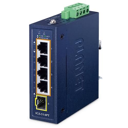IGS-514PT - Planet 4-Port Gigabit PoE+ 1-Port Gigabit Industrial Switch
