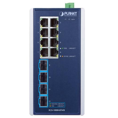 IGS-1000-8T4X - Planet 8-Port Gigabit 4-Port 10G SFP+ Industrial Managed Switch
