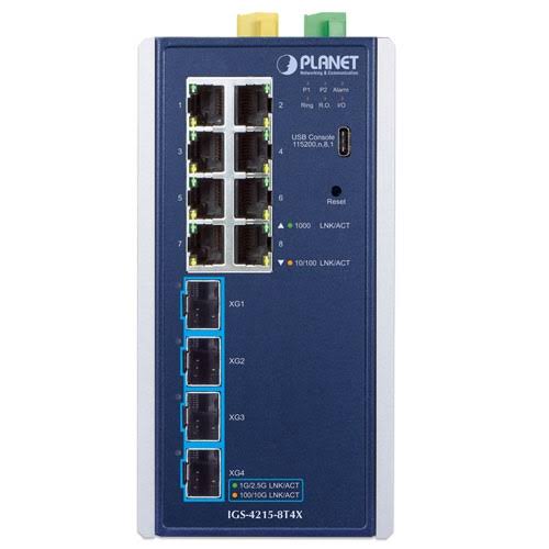 IGS-4215-8T4X - Planet 8-Port Gigabit 4-Port 10G SFP+ Industrial Managed Switch