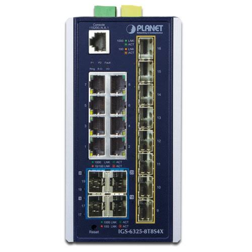 IGS-6325-8T8S4X - Planet 8-Port Gigabit 8-Port SFP 4-Port 10G SFP+ Industrial Layer 3 Switch