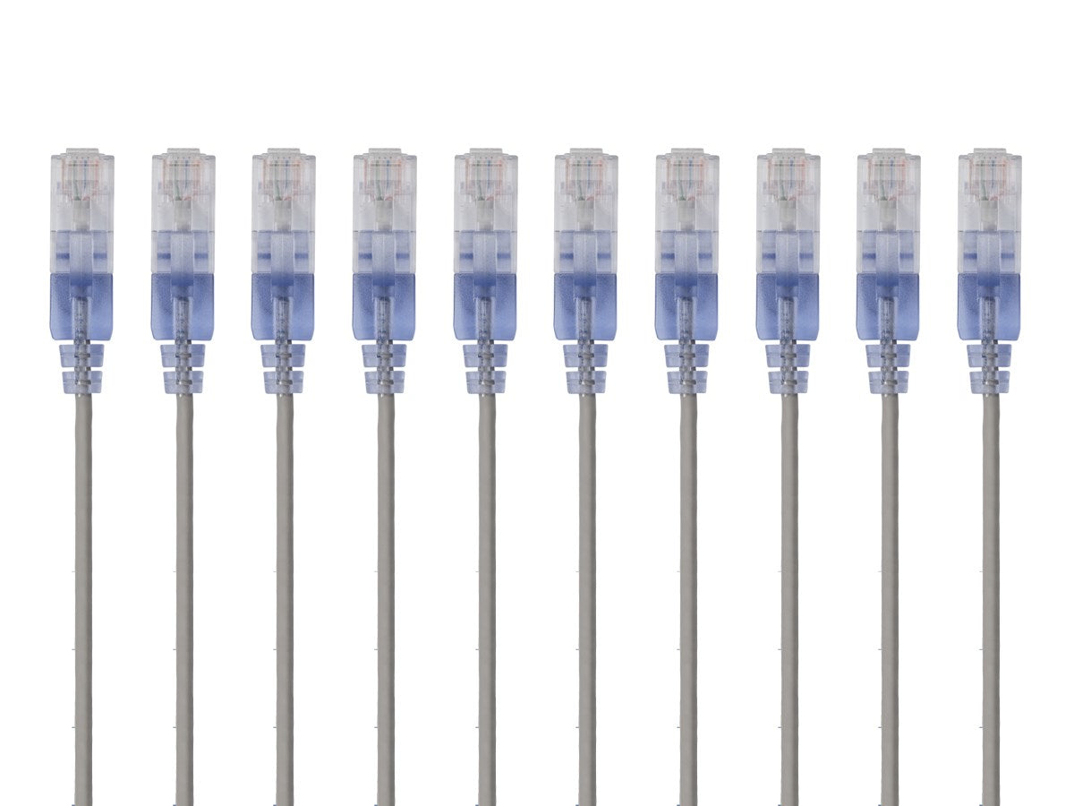 15155 - Monoprice SLIM CAT6A CABLE - 10PK_ 3FT GRAY