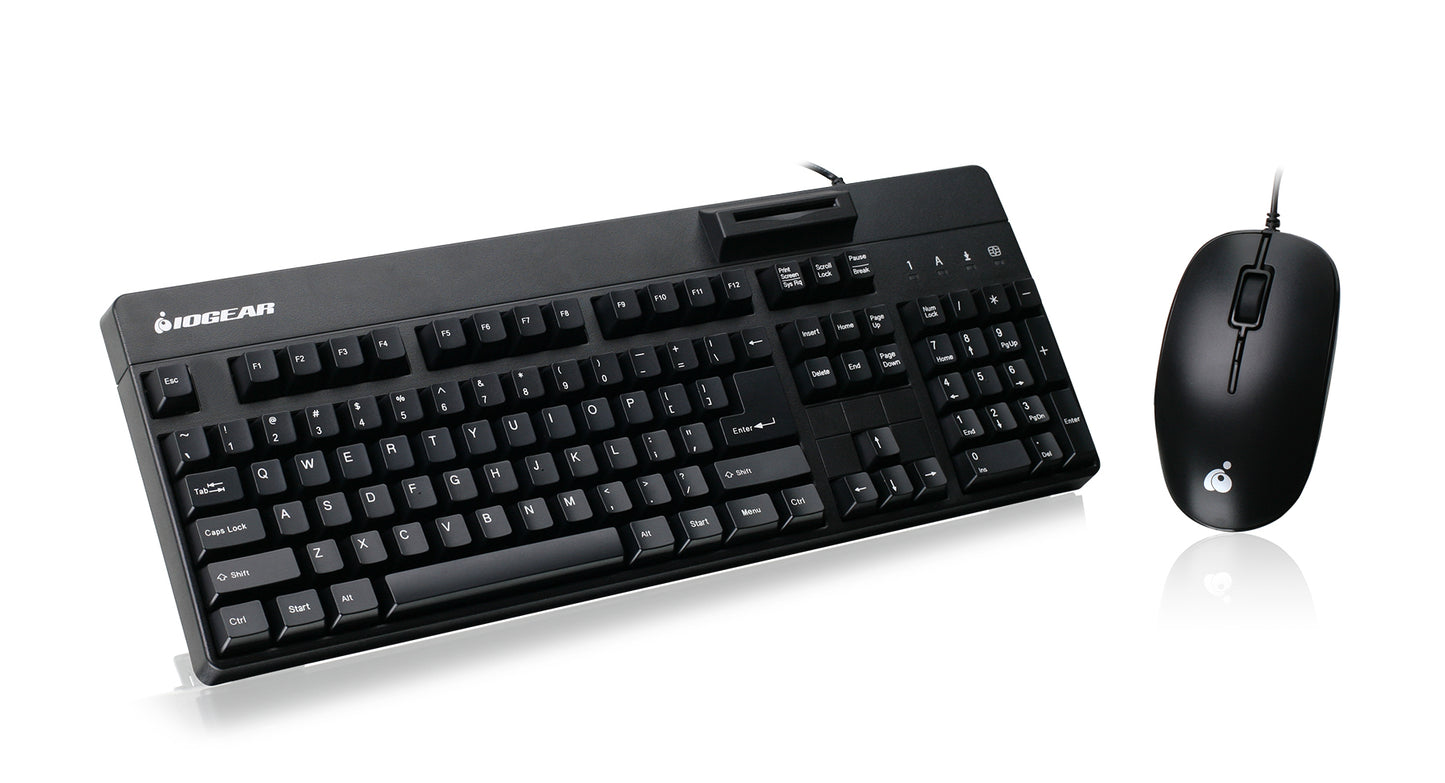 GKBSR202TAAKIT - iogear TAA-COMPLIANT 104-KEY KEYBOARD WITH BUILT-IN CAC READER & 3-BUTTON MOUSE