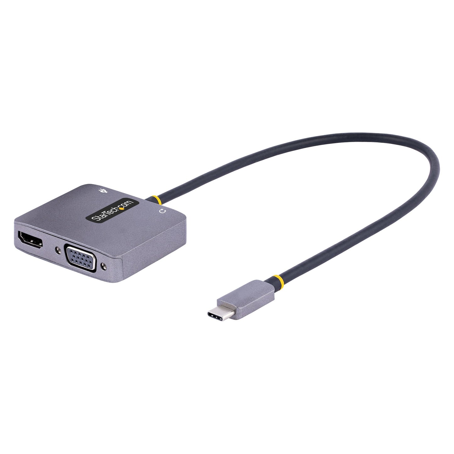 USB C VIDEO ADAPTER SUPPORTS HDMI 2.0B (4K60HZ/HDR) VGA (1920X1200@60HZ) HDM