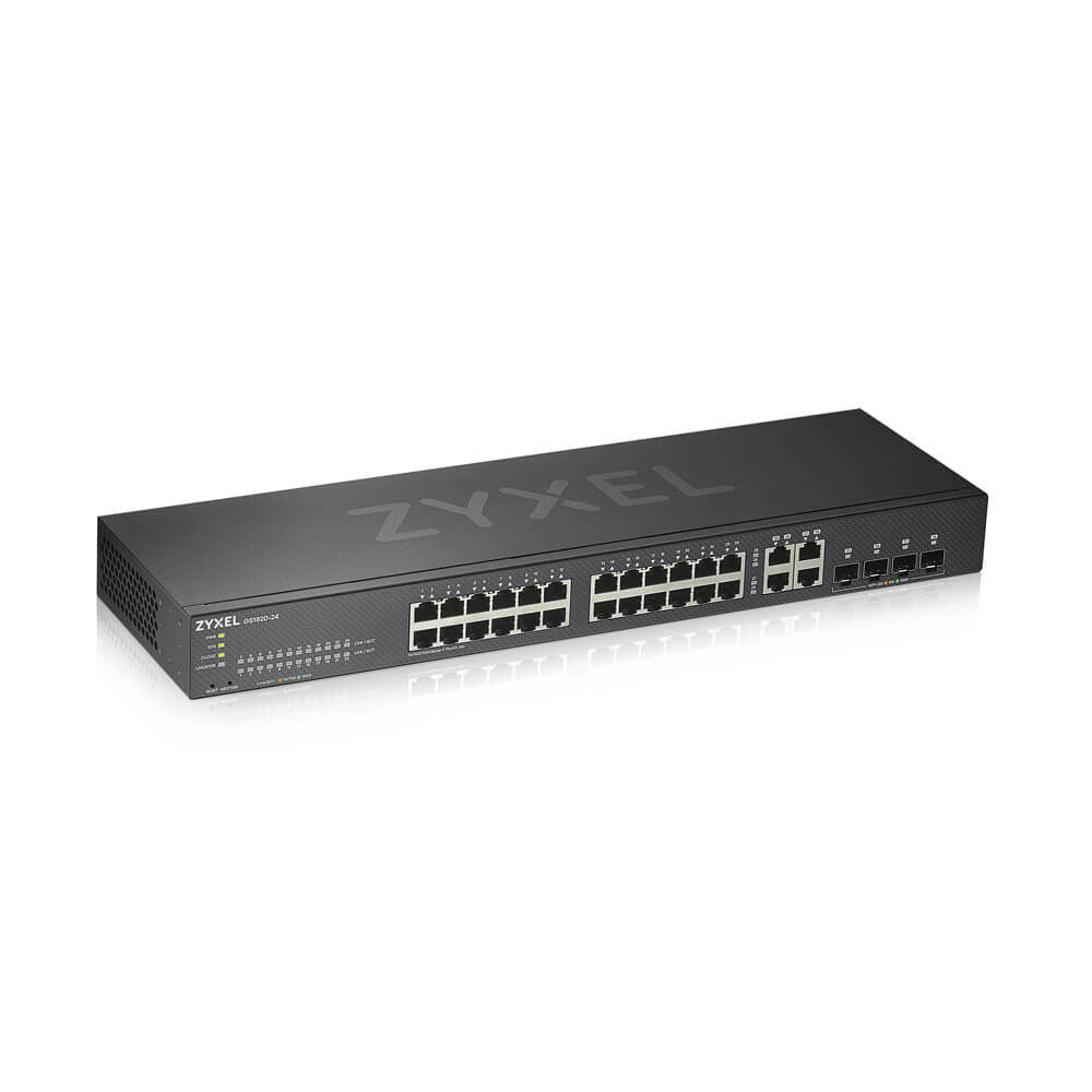 ZYXEL 24-PORT HIGH POWERED GIGABIT ETHERNET HYBRID CLOUD SMART MANAGED SWITCH, 4