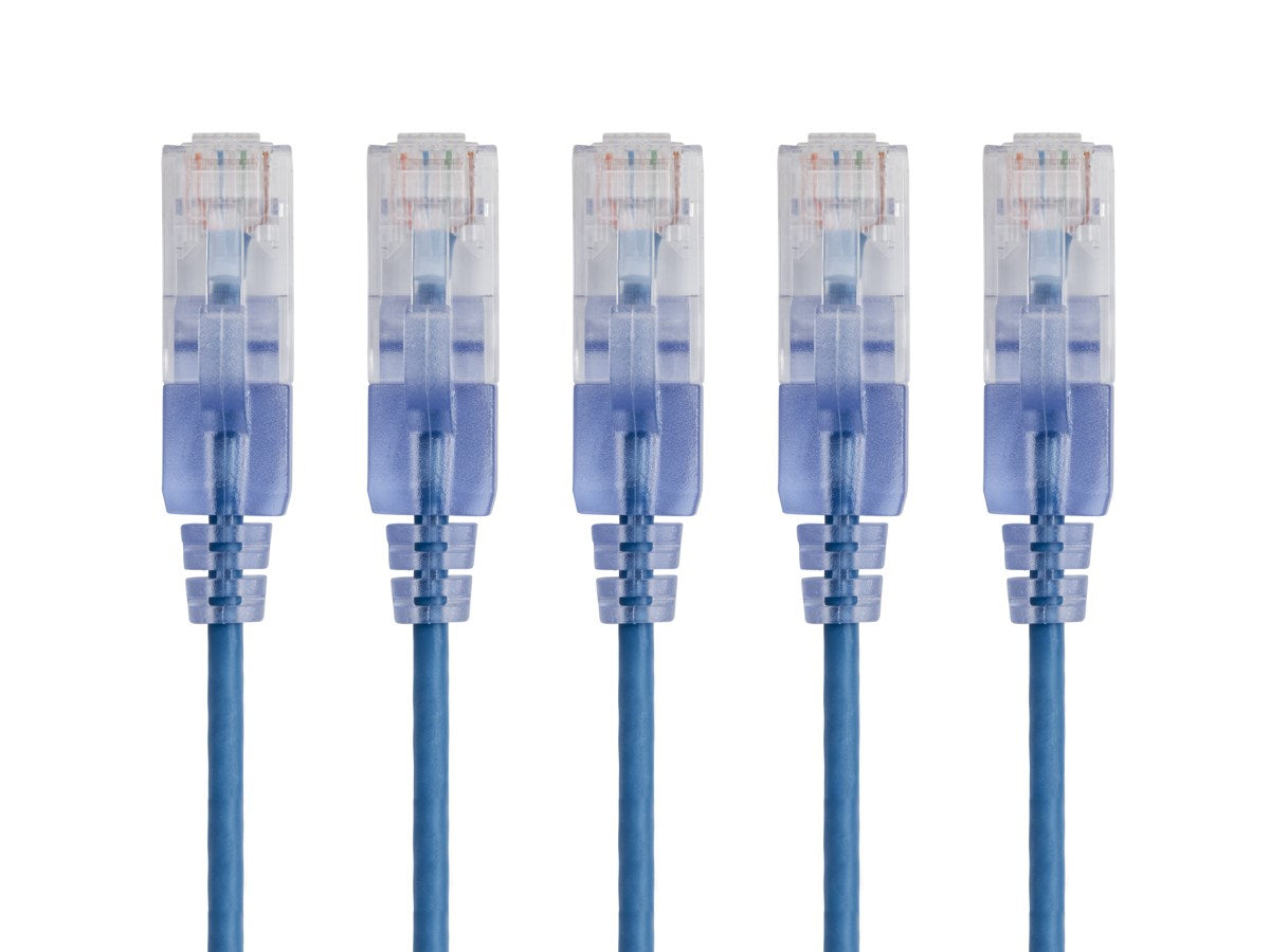 15134 - Monoprice 5-PACK SLIMRUN CAT6A ETHERNET NETWORK PATCH CABLE 5FT BLUE