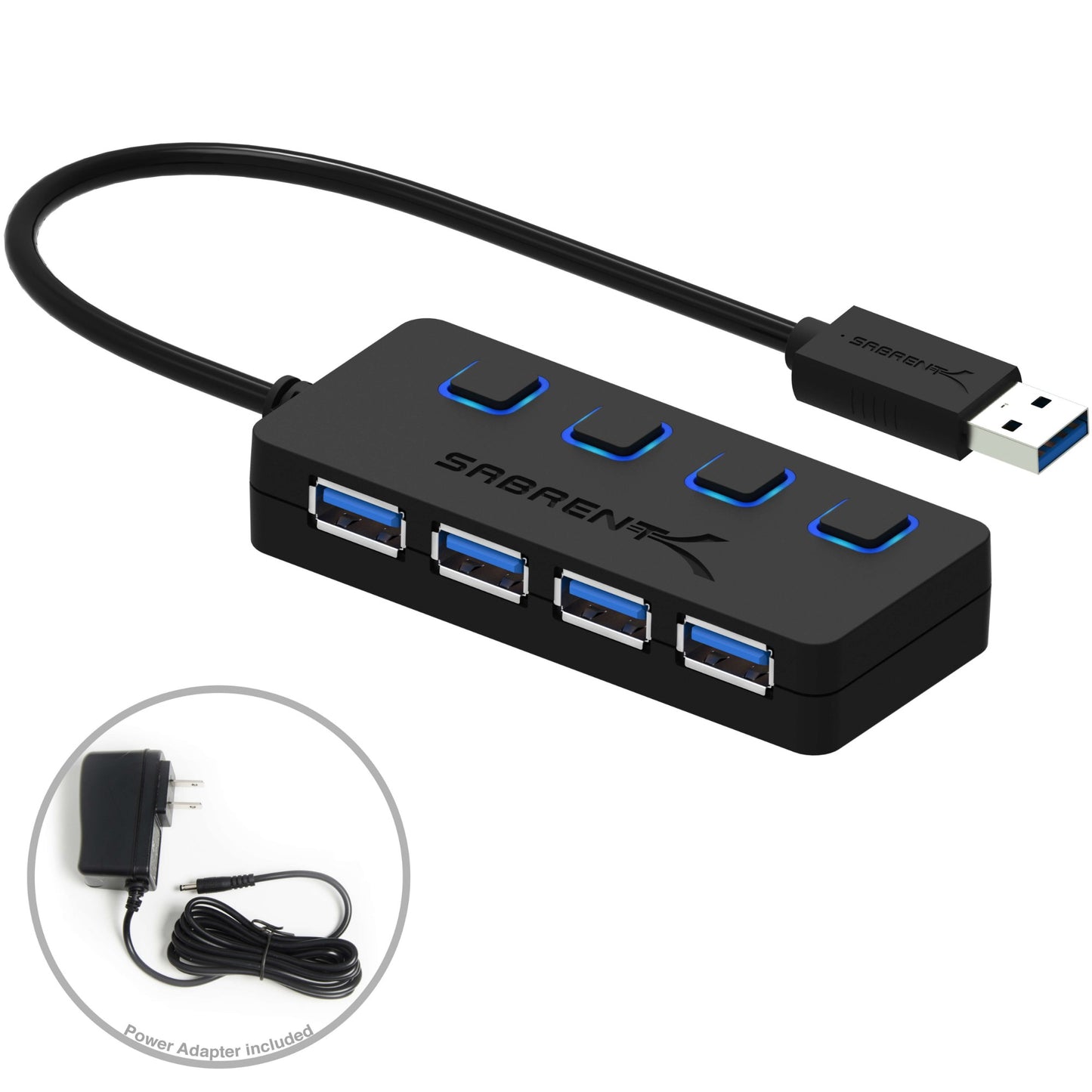 Sabrent HB-UMP3-PK40 interface hub USB 3.2 Gen 1 (3.1 Gen 1) Type-A 5000 Mbit/s Black