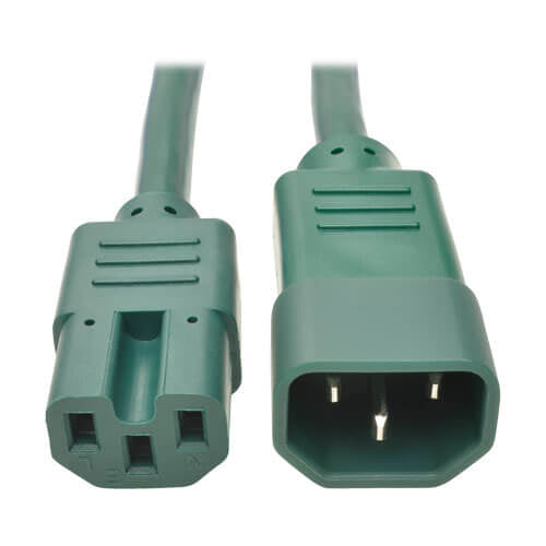 P018-006-AGN - Tripp Lite HEAVY-DUTY COMPUTER POWER CORD, 15A, 14 AWG (IEC-320-C14 TO IEC-320-C15), GREEN,