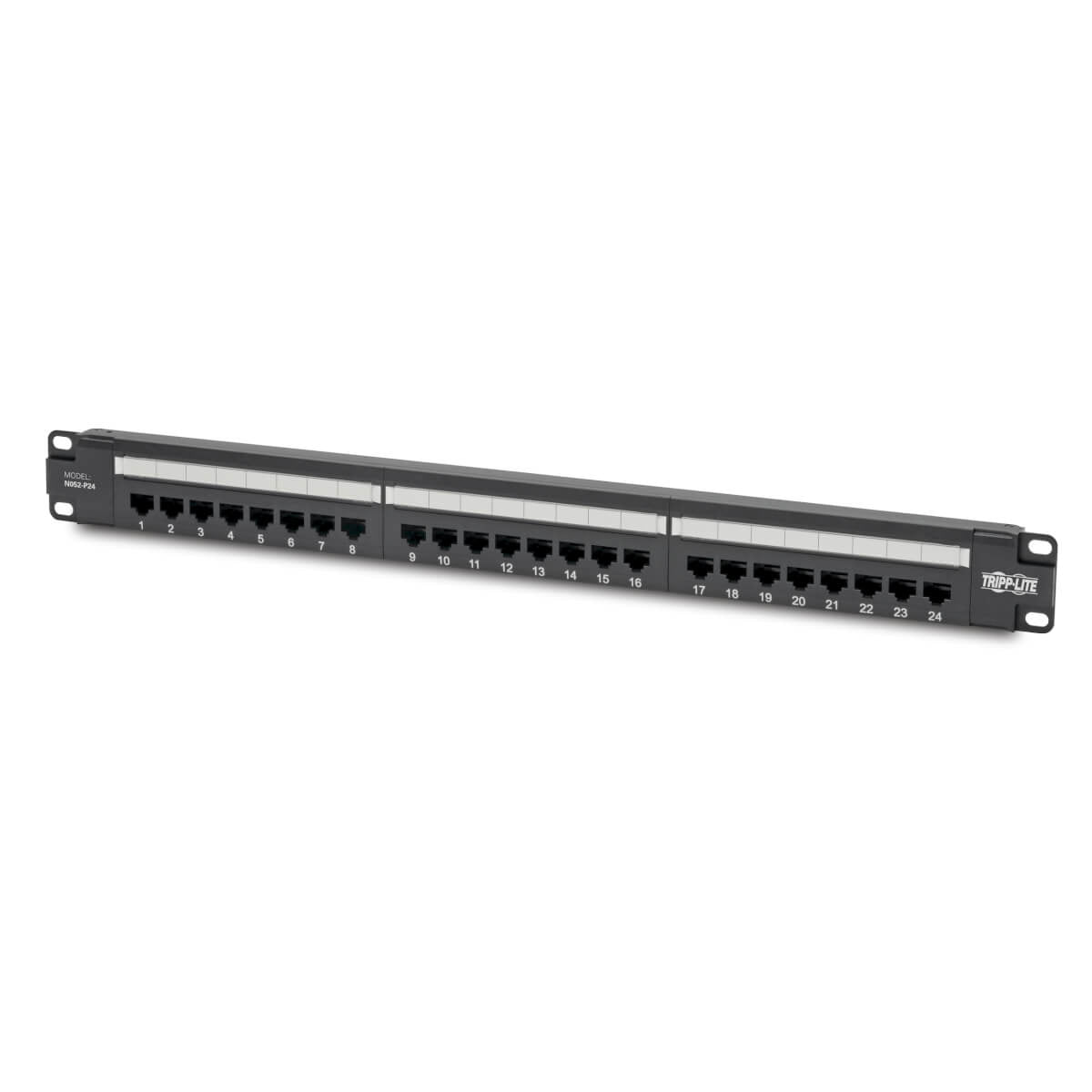 24-PORT 1U RACK-MOUNT CAT5E POE 110 PATCH PANEL, 568B, RJ45 ETHERNET, TAA