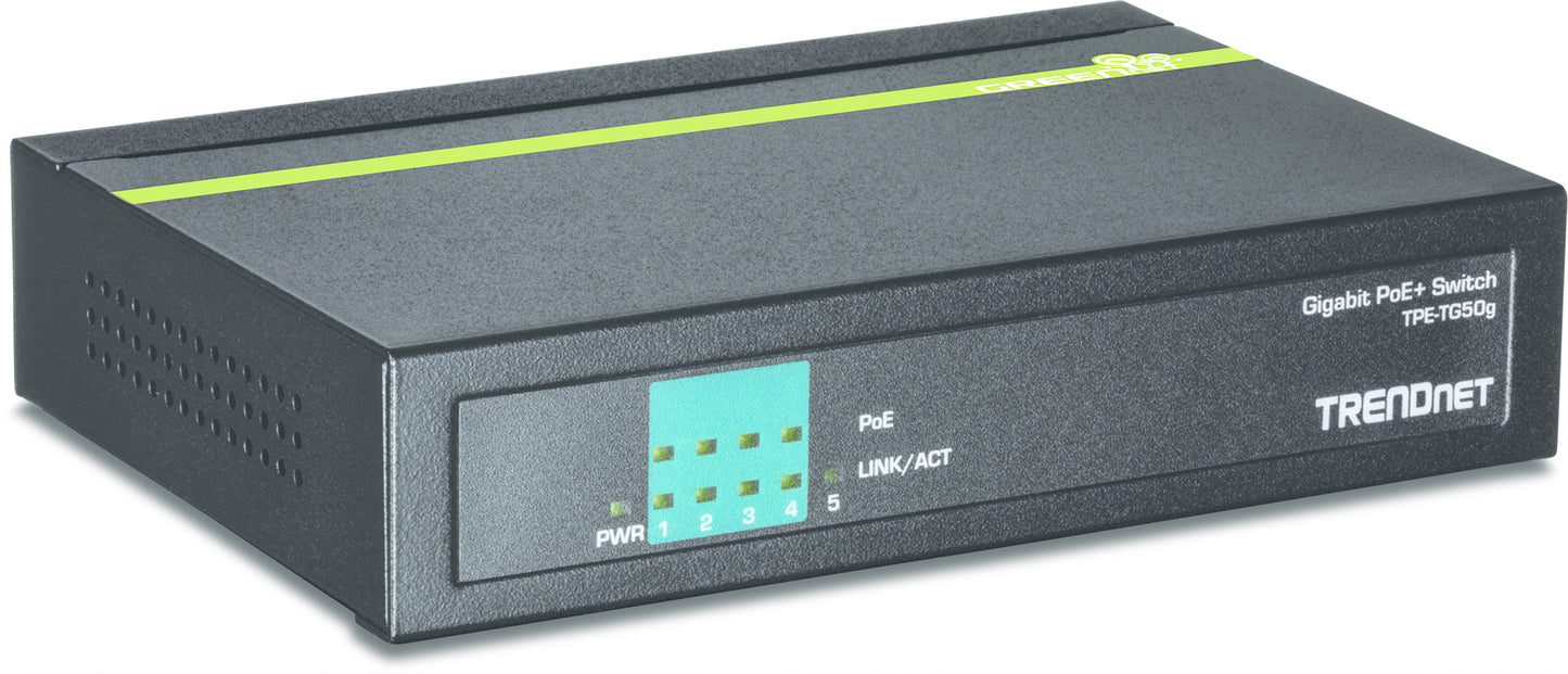 TPE-TG50G - Trendnet 5-PORT GIGABIT POE+ SWITCH,LIMITED LIFETIME WARRANTY