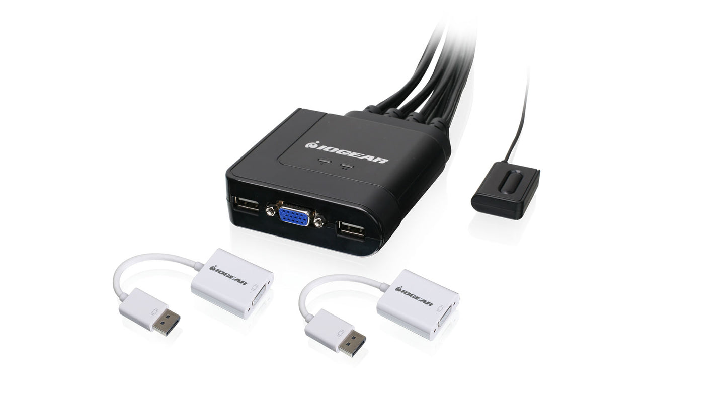 GCS72DPKIT - iogear 2-PORT CABLE VGA KVM WITH DISPLAYPORT ADAPTERS