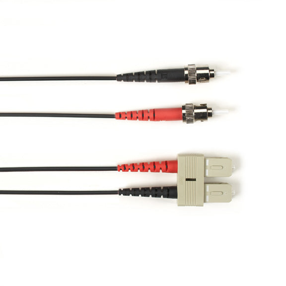 OM1 62.5/125 MULTIMODE FIBER OPTIC PATCH CABLE - LSZH, ST TO SC, BLACK, 6-M (19.