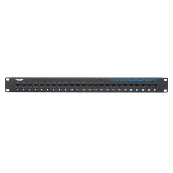 CAT6 PATCH PANEL - FEED-THROUGH, 1U, UNSHIELDED, 24-PORT, GSA, TAA