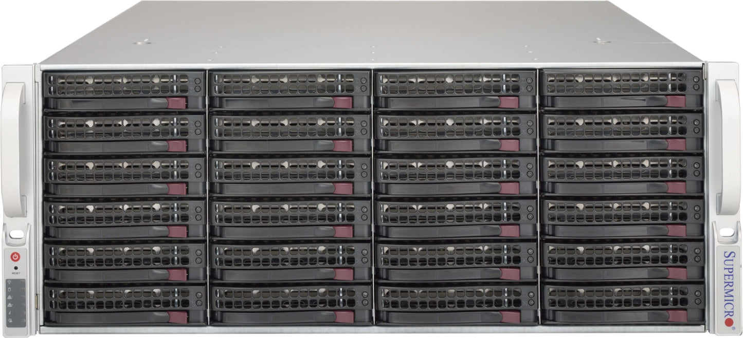 Supermicro SuperChassis SC846BE1C-R1K28B disk array Rack (4U) Black, Stainless steel