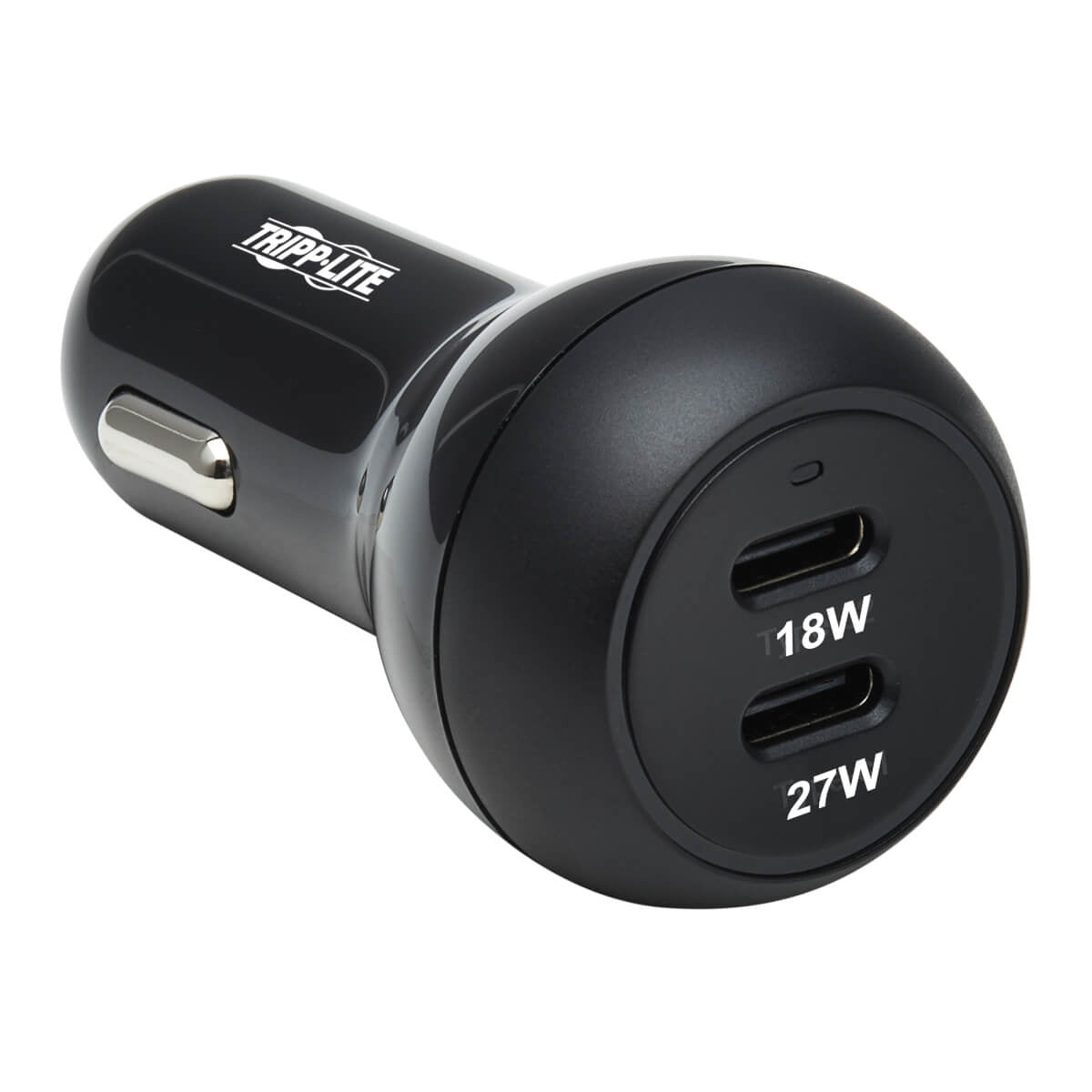 U280-C02-45W-2B - Tripp Lite USB CAR CHARGER DUAL-PORT 45W CHARGING USB C 27W & 18W BLACK