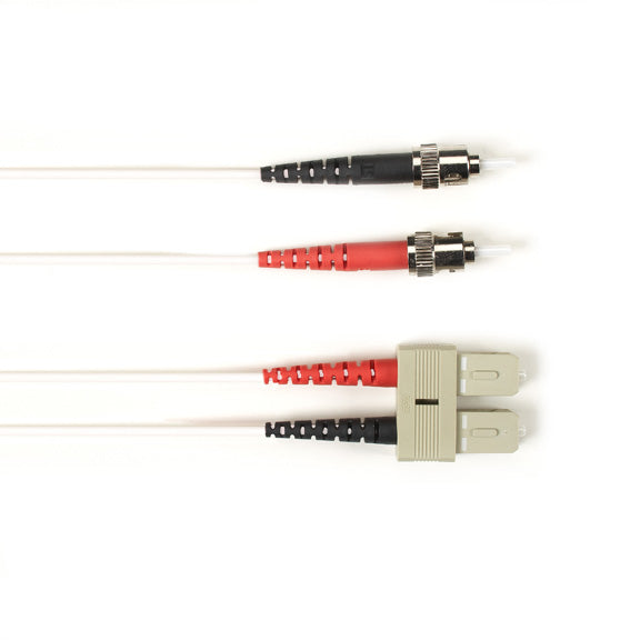 OS2 9/125 SINGLEMODE FIBER OPTIC PATCH CABLE - LSZH, ST TO SC, WHITE, 10-M (32.8