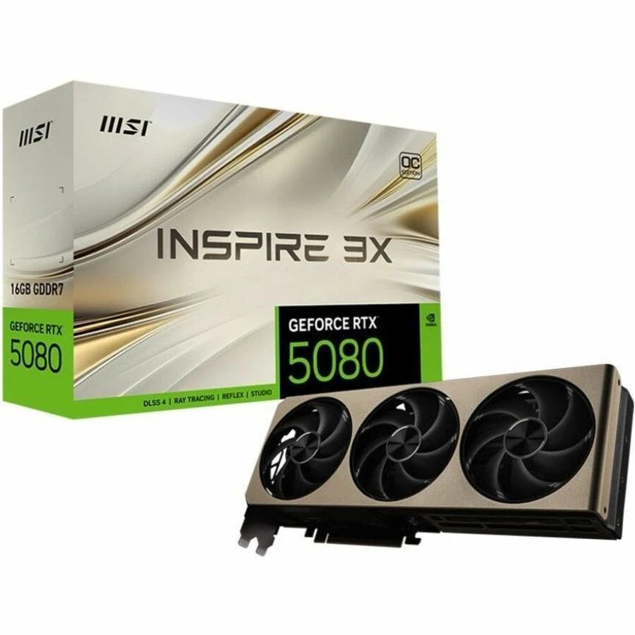 G508016I3C - MSI RTX 5080 16G INSPIRE 3X OC 7680 x 4320 2.66 GHz Boost Clock 256 bit Bus Widt