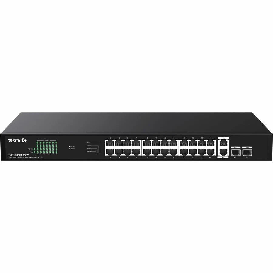 TEG1128P24410W - Tenda Technology 26GE+2SFP UNMANAGED SWITCH 24-PORT POE