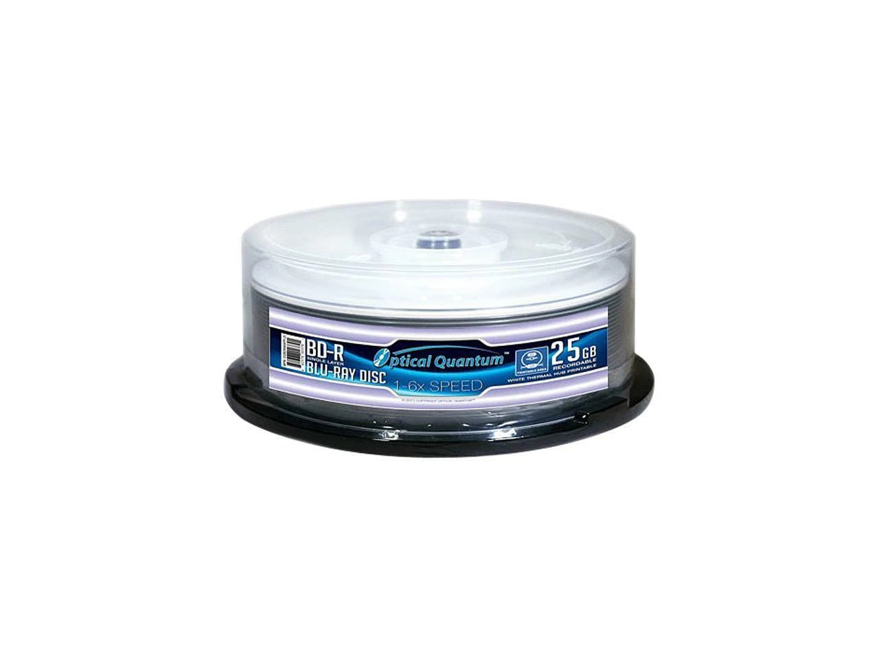 OQBDR06WTP-25 - Optical Quantum 25GB 6X BD-R White Thermal Printable 25 s Blu-ray Disc