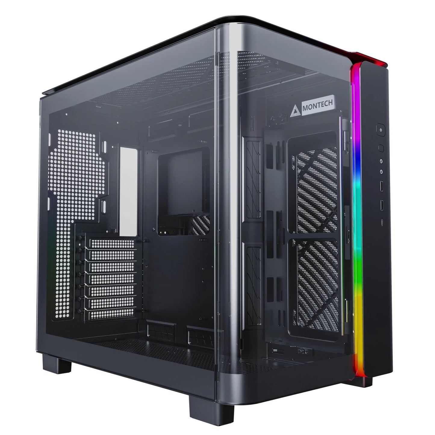 KING - Montech 95 B Dual-Chamber ATX Mid-Tower PC Gaming Case High-Airflow