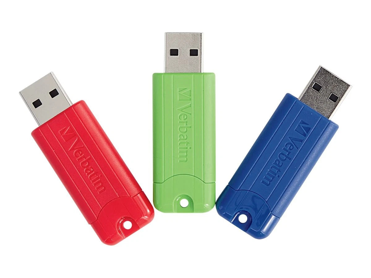 70386 - Verbatim 16GB Pinstripe 3.0 USB 3pk Blue/red/gree