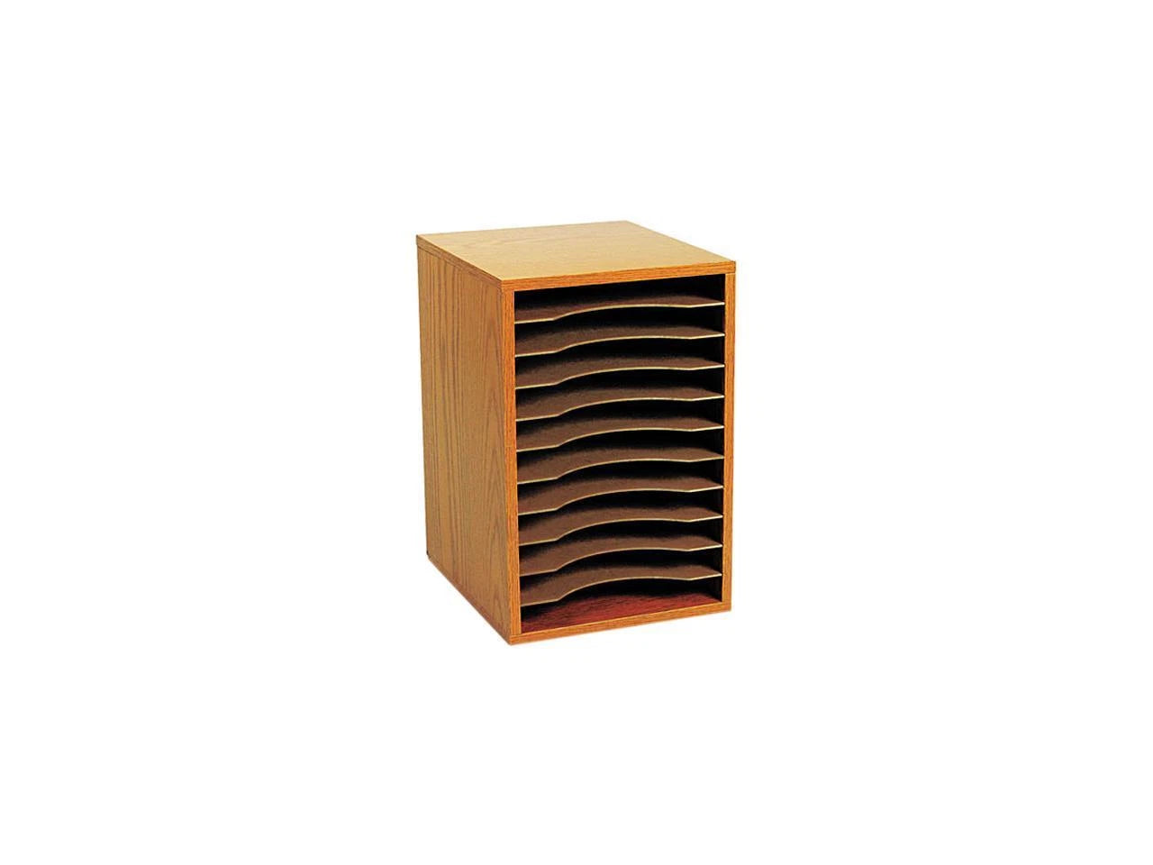 9419MO - Safco Wood Vertical Desktop Sorter 11 Sections 10 5/8 x 11 7/8 x 16 Medium Oak