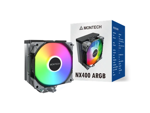 NX400ARGB - Montech NX400 ARGBCPU Air Cooler Single Tower 4 Heat Pipes 52-fin