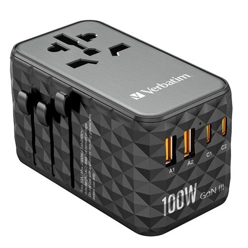 32121 - Verbatim UTA-06 Gan III Universal Travel Adapter 100W USB-C USB-A