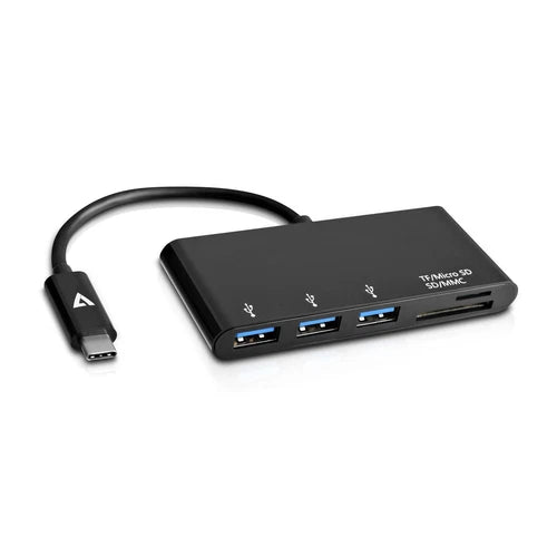 UC3U-HUB-BLK-1N - V7 USB-C Male to 5-in-1 Hub Female Black