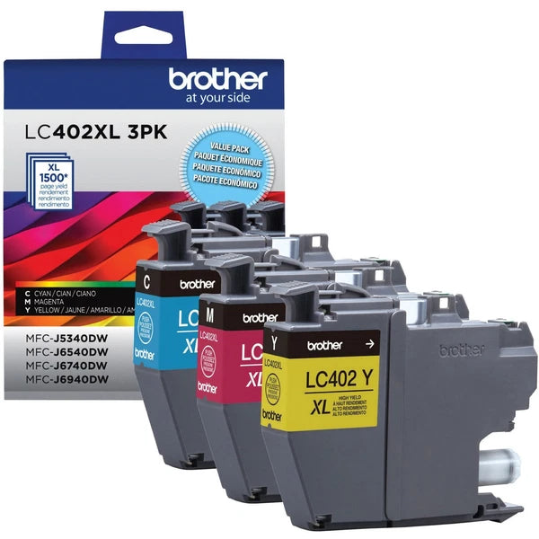 LC402XL3PKS - Brother High Yield Inkjet Ink Cartridge Cyan Magenta Yellow