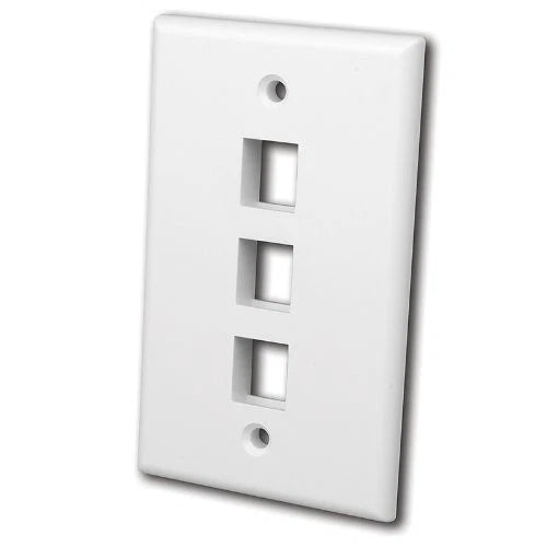 820103 - Vanco 3-Port Keystone Wallplate White