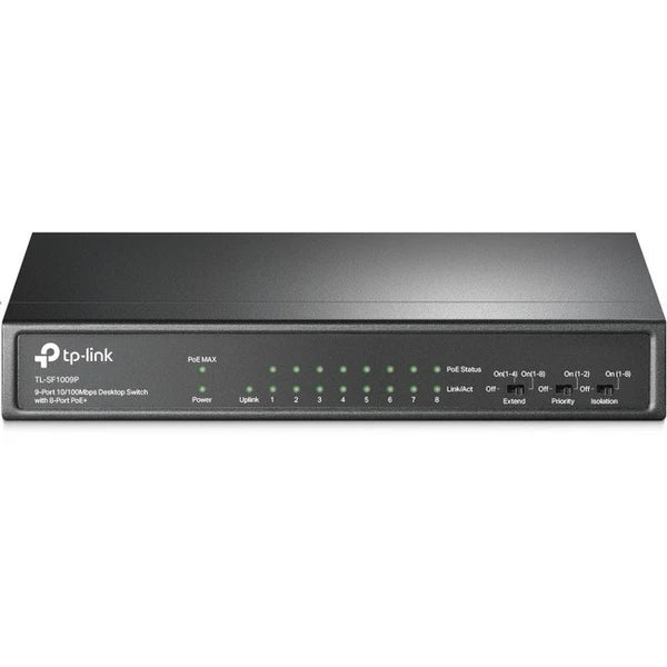 TLSF1009P - TP-Link 9 Port 10/100Mbps 8 PoE+ 1.8Gbps Desktop Switch
