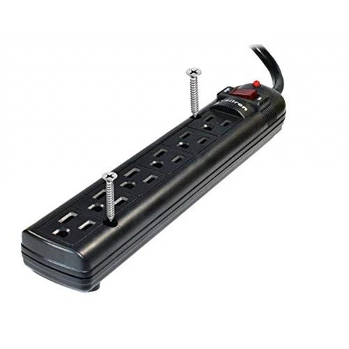 WSP600PLF10BK - Weltron 10ft 6-Outlet Surge Protector Power Strip Black Power Cord