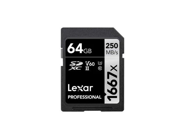 LSD64GCBNA1667 - Lexar 1667x 64GB SDXC UHS-II/U3 Memory Card