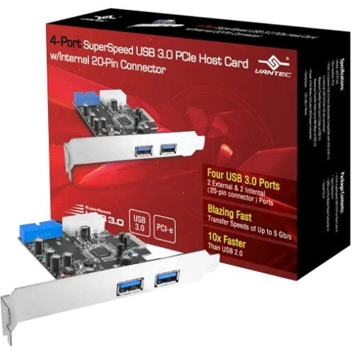 132826 - Vantec 4-Port Superspeed USB 3.0 PCIe Host Card