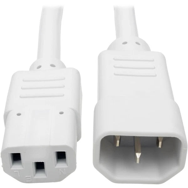 P005-002-AWH - Tripp Lite 2ft Heavy Duty Power Extension Cord 15A 14 AWG C14 C13 White 2'